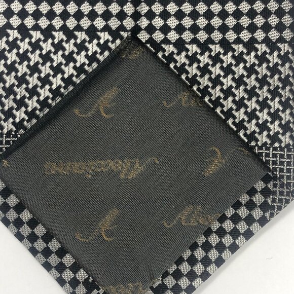 Alexiano - Silk Gray/ Black Multiple Checkered Patterns 100% Silk Tie - Picture 4 of 6